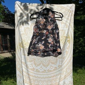 Floral Chiffon Sleeveless Shirt